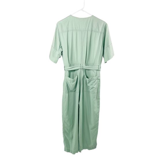 Madewell Mint Green Top-Stitched Coverall Jumpsuit Romper WMNS 8 Button Up - Picture 10 of 12